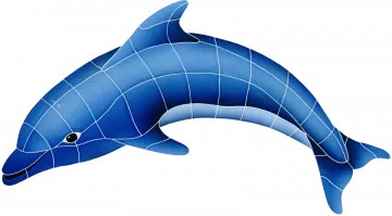 Artistry In Mosaics Dolphin Left Porcelain Pool Design 18" x 30"